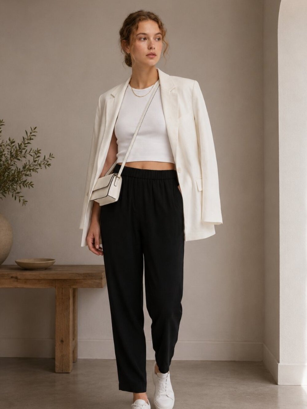 *Babaton Black High Waist Jogger Pants Cropped Ankle Stretch XS 0546